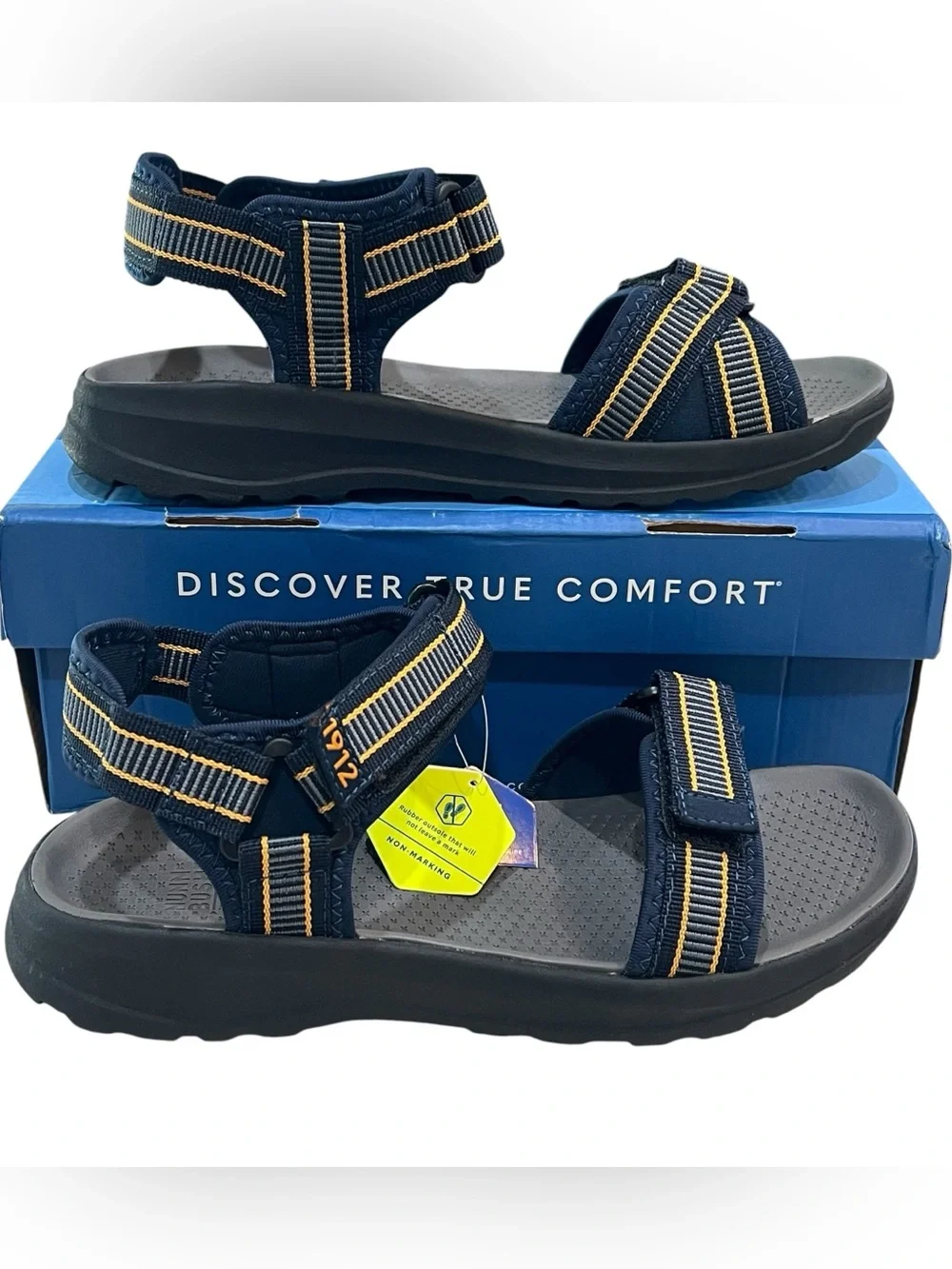 Nunn Bush Huck Sport Sandals Men’s 9 Navy Adjustable Comfort Lightweight NIB